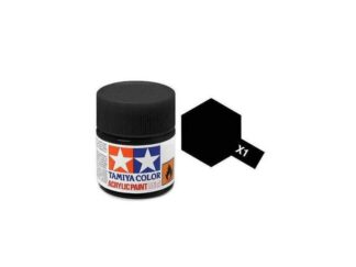 Farba akrylowa Acrylic Mini X-1 Black o pojemności 10 ml do stosowania na podłożach m.in. plastikowych, metalowych i drewnianych. Typ wykończenia serii farb oznaczonych X: błyszczący.